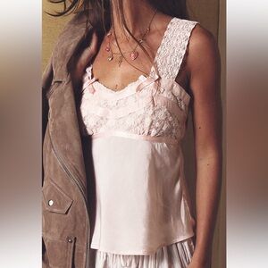 Free People sandy sweetheart Top pink L coquette, fairy core, sexy whimsical